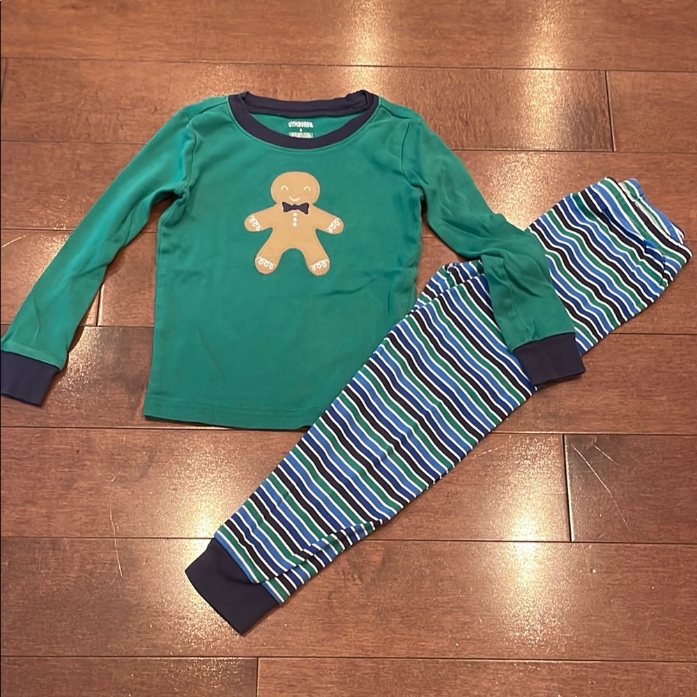 Gymboree Green and Blue Gingerbread Pajama Set